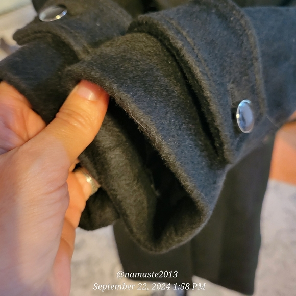 Guess Wool Blend Coat with Faux Fur Collar Brushed Fabric 3/4 Length Designer 68 - Picture 6 of 16